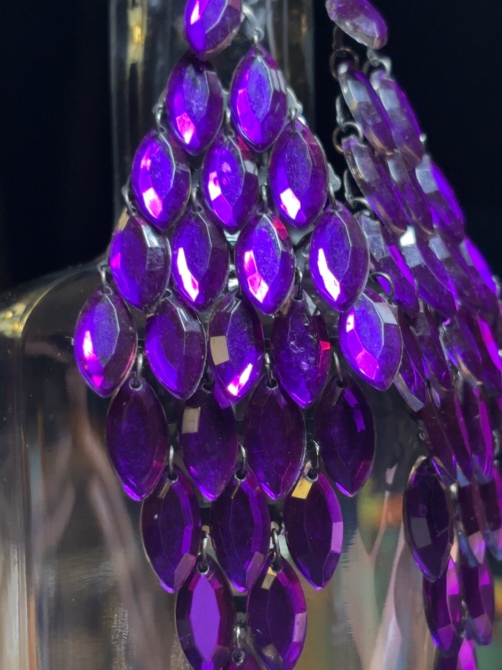 Purple Faceted Dangle Statement Earrings - Women Jewelry